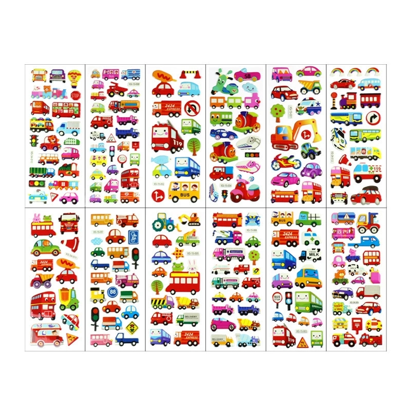 6pcs 만화 소방관 자동차 스티커 어린이 교육 장식  - Heavy Equipment Stickers 리뷰 및 가격